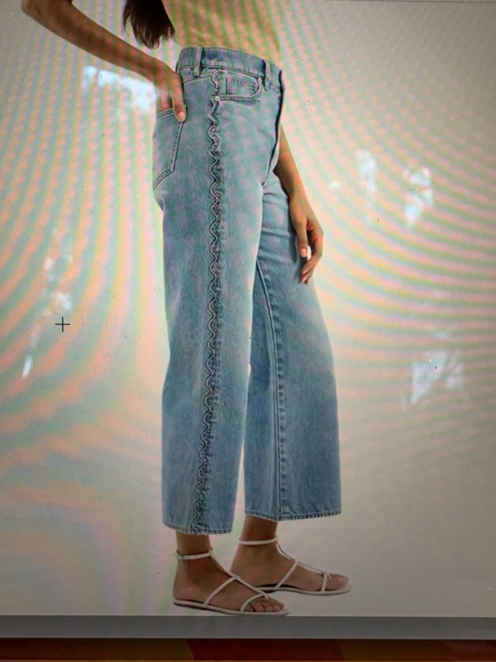 Veronica Beard Taylor Cropped High Rise Wide Leg with Scalloped Side Seam